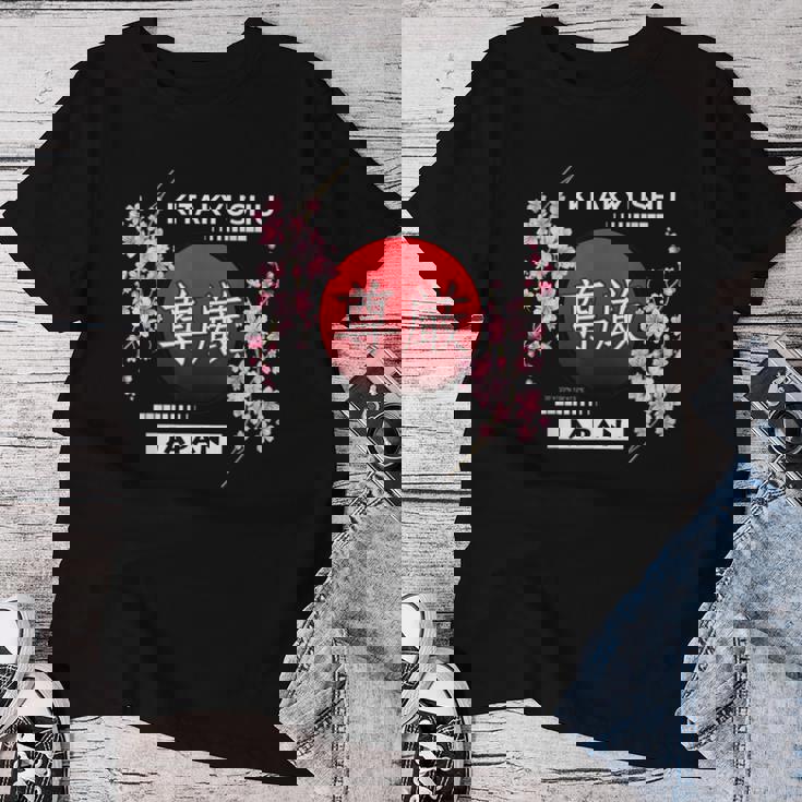 桜桜の花 日本の都市 北九州 レディースTシャツ 面白い贈り物