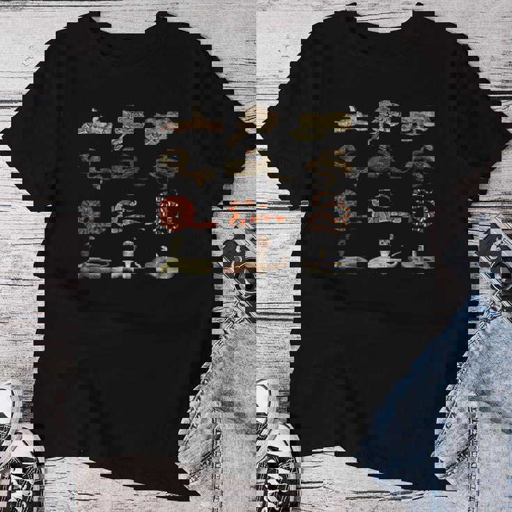 様々な種類の蛇 男の子 女の子 教育用ヘビ レディースTシャツ 面白い贈り物