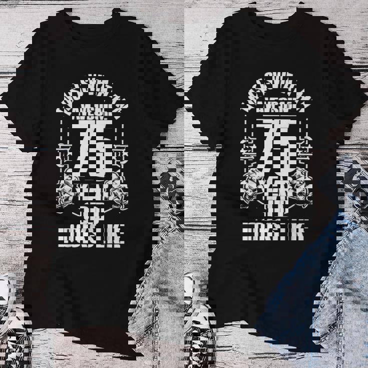 男性、女性、75歳の誕生日への75歳の誕生日プレゼント レディースTシャツ 面白い贈り物