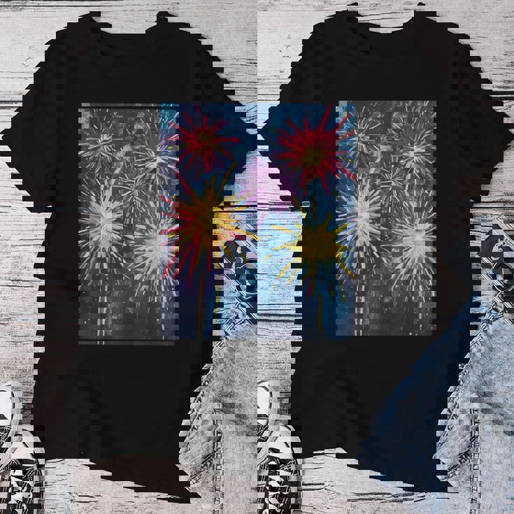 祭りのための花火ショー レディースTシャツ 面白い贈り物