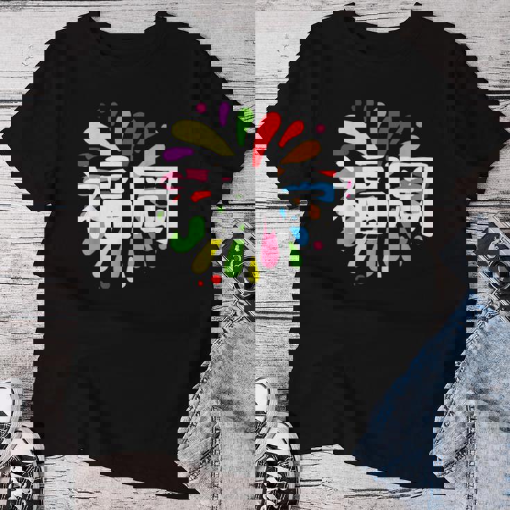 福岡 漢字 お土産 カラフル 祭り 花火風 レディースTシャツ 面白い贈り物