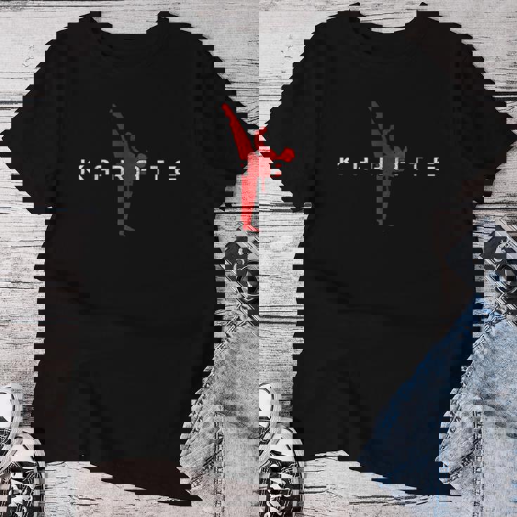 空手 格闘技 ファイター 黒帯 男の子 女の子 キッズ レディースTシャツ 面白い贈り物