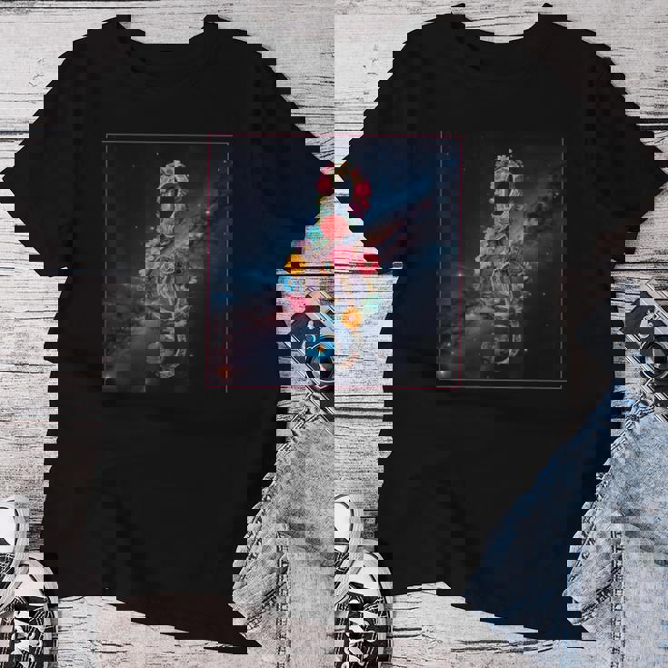 花 高音記号 銀河 宇宙 天の川 レディースTシャツ 面白い贈り物