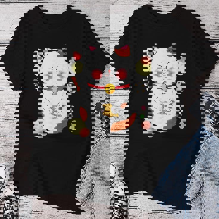 花より団子猫 Cat 猫 メンズ レディース ペット 動物 和風 キャラt レディースTシャツ 面白い贈り物