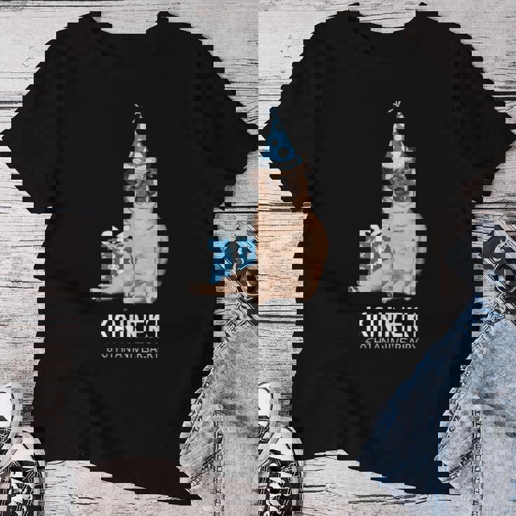 還暦祝い 犬好き 男性 女性 父 母 還暦 お祝い 60歳 かわいい 犬 パグ おしゃれ おもしろ 赤色 レディースTシャツ 面白い贈り物