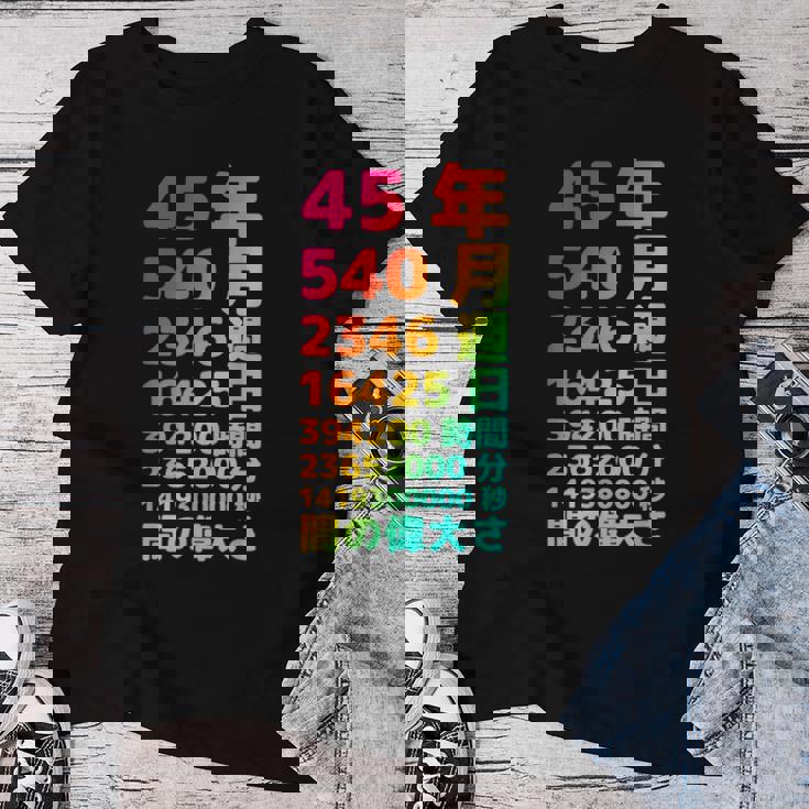 面白い45歳の誕生日の古いメーター 面白い45歳のギフト 女性 男性 面白い電卓 45歳の誕生日のギフト レディースTシャツ 面白い贈り物