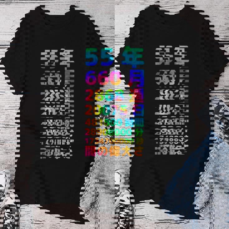 面白い55歳の誕生日の古いメーター 面白い55歳のギフト 女性 男性 面白い電卓 55歳の誕生日のギフト レディースTシャツ 面白い贈り物