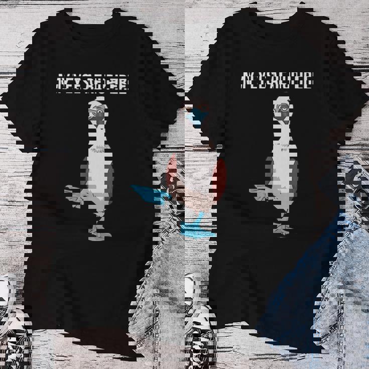 面白い鳥の贈り物女性男性アオアシカツオドリ レディースTシャツ 面白い贈り物