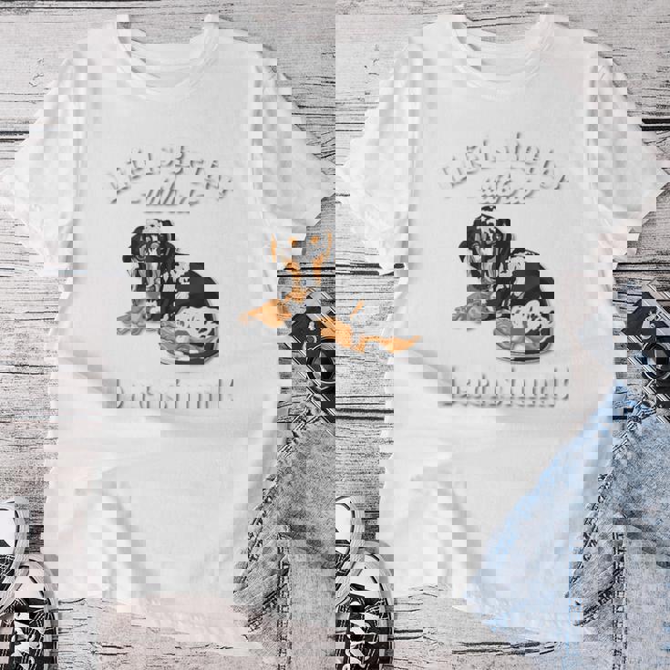 & Life Is Better Dapple Dachshund Lover レディースTシャツ 面白い贈り物