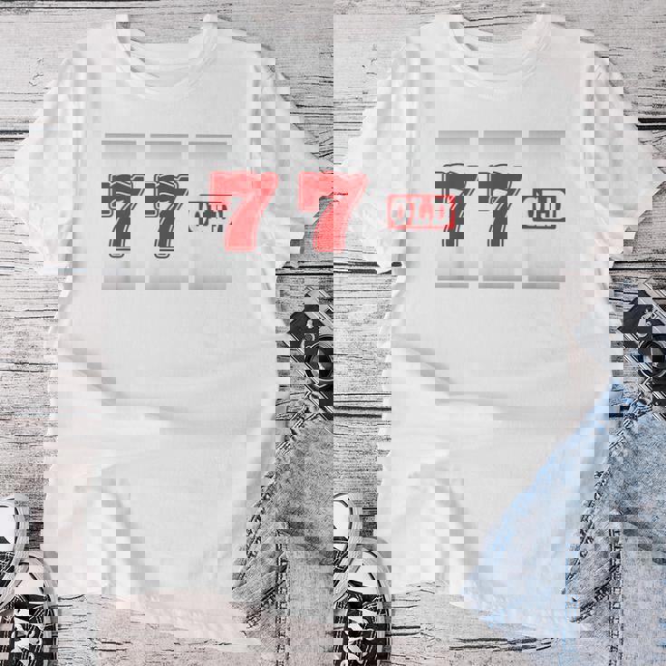 77 歳 喜寿 77歳 77才 お祝い 男性 女性 喜寿祝い 父 母 きじゅ 誕生日 スロット パチスロ レディースTシャツ 面白い贈り物