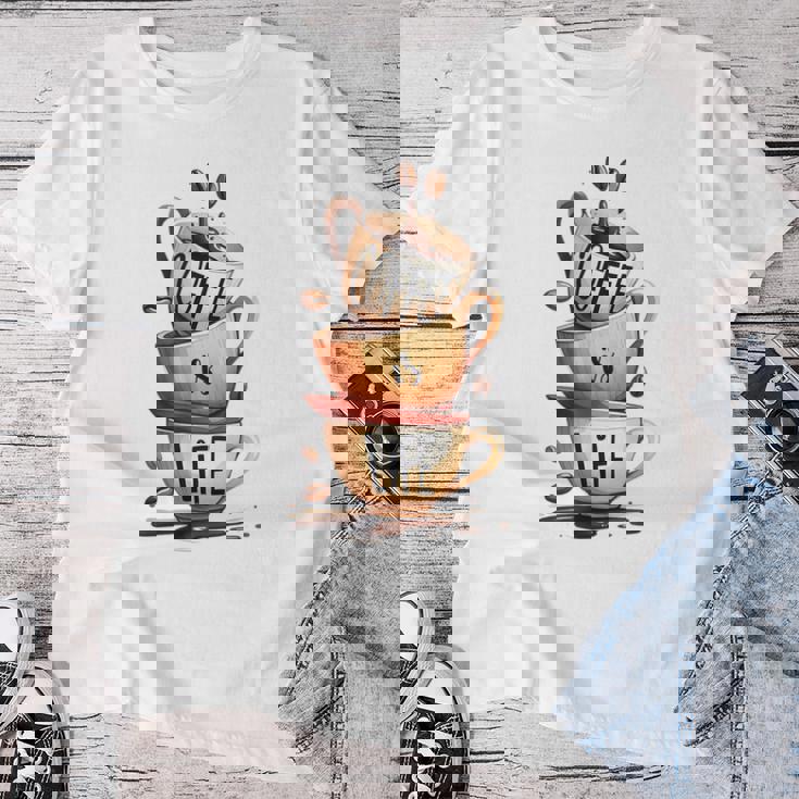 Coffee Is Life 愉快なコーヒー好きのギフト レディースTシャツ 面白い贈り物