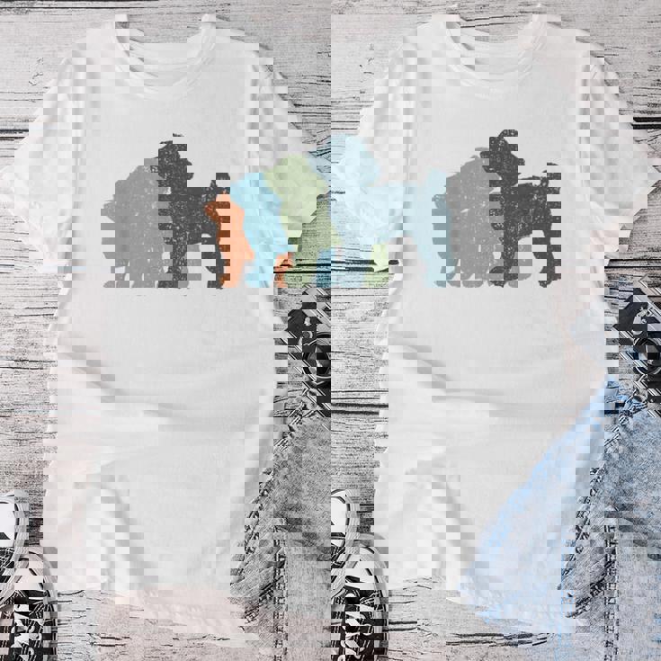 Dog Mom & Dad シルエット ヴィンテージトイプードル レディースTシャツ 面白い贈り物