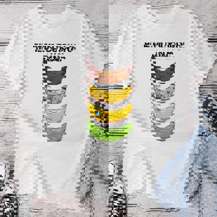 The Evolution Of Banana Novelty Graphic & Cool s レディースTシャツ 面白い贈り物