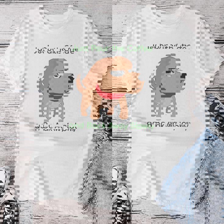 Just Pour The Coffee And Back Awaylowly ドッグプリント レディースTシャツ 面白い贈り物