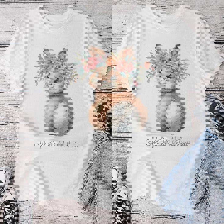 Life Is Better With Bunnies 水彩 ウサギ 花柄 ウサギ レディースTシャツ 面白い贈り物