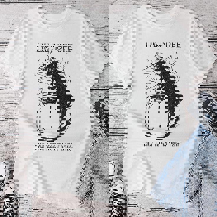 Magic Coffee Cat 面白い猫 レディースTシャツ 面白い贈り物