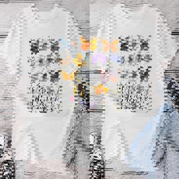 Mommy Mama バタフライ フローラル 夏 母の日 グラフィック ママ 長袖tシャツ レディースTシャツ 面白い贈り物