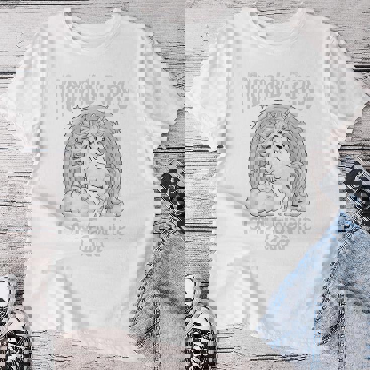 Morally Grey My Favorite Color Dark Unicorn Rainbow レディースTシャツ 面白い贈り物