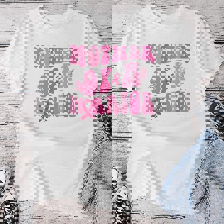 Mother Of A Warrior 乳がん啓発 ピンクリボン 長袖tシャツ レディースTシャツ 面白い贈り物