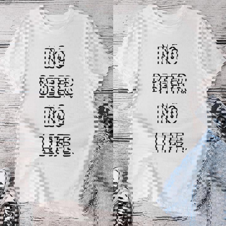 No Beer No Life ノービアーノーライフ ビール おもしろ かわいい レディースTシャツ 面白い贈り物