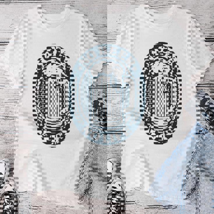 No Beer No Life ヴィンテージ飲料 ビール愛好家向け 左胸 レディースTシャツ 面白い贈り物