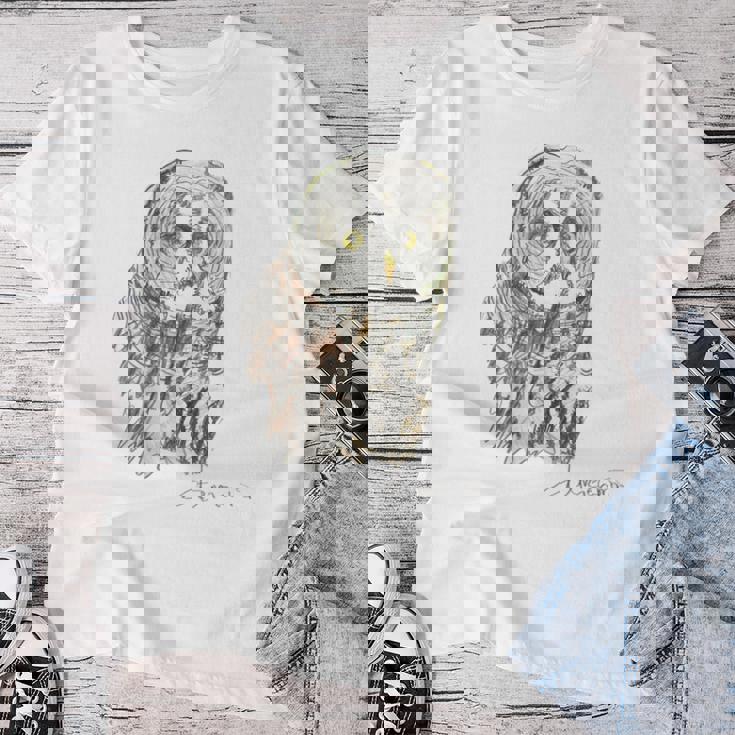 Owl Drawing レディースTシャツ 面白い贈り物