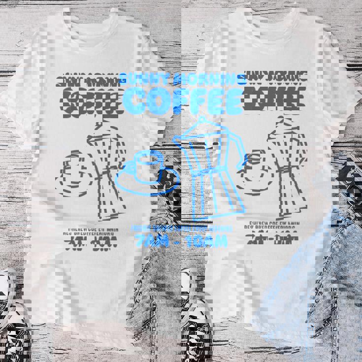 Sunny Morning Coffee Xundayun Delicious Coffee バックプリント レディースTシャツ 面白い贈り物