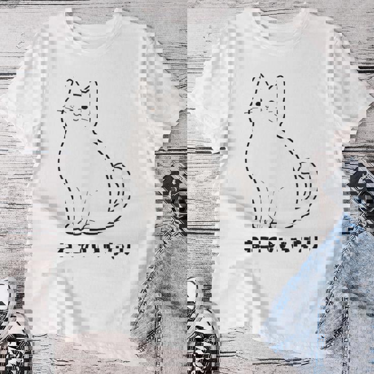 ねこのいいなり 猫 ネコ 白猫 イラスト おもしろ おしゃれ シンプル かわいい 猫飼い 猫好き 男性 女性 レディースTシャツ 面白い贈り物