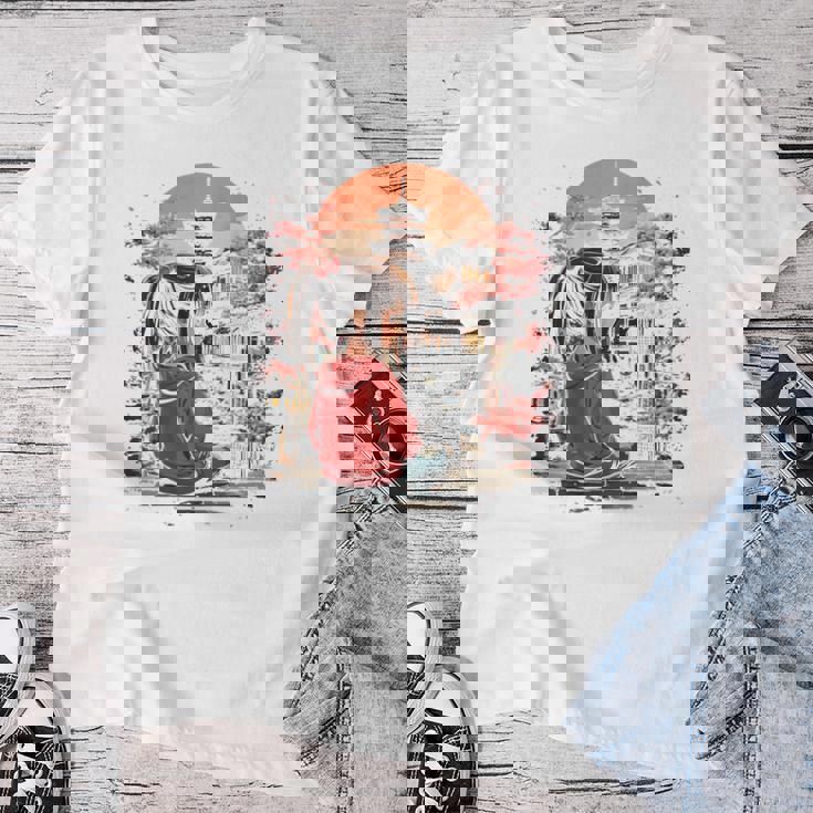 アニメ 女の子 日本 バックプリント レディースTシャツ 面白い贈り物