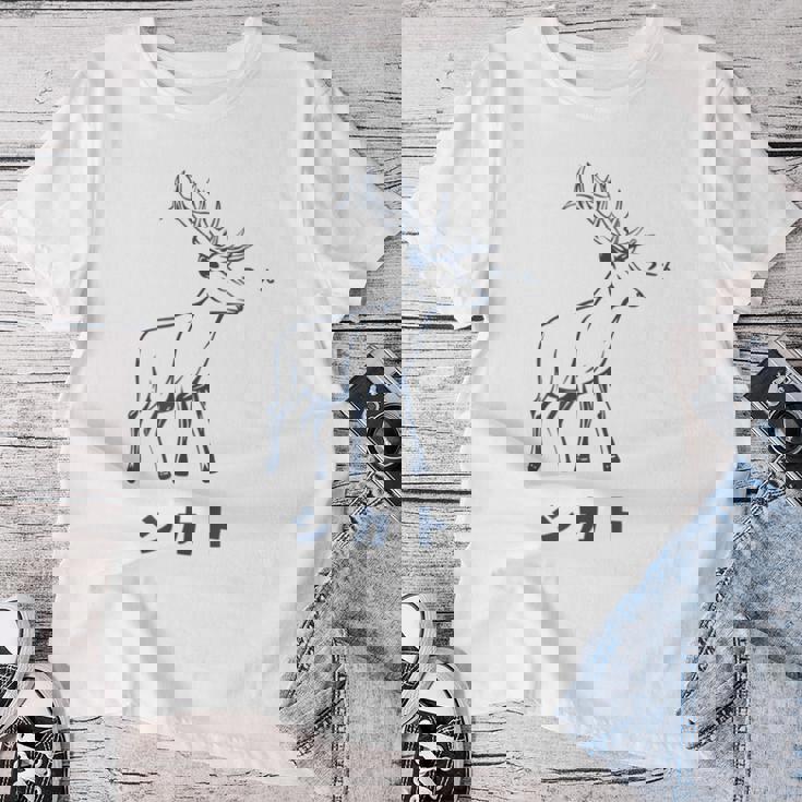 シカトhikato しかと 鹿 イラスト 簡単 鹿の十 鹿十 無視 シカトする 花札 言葉 おもしろ レディースTシャツ 面白い贈り物