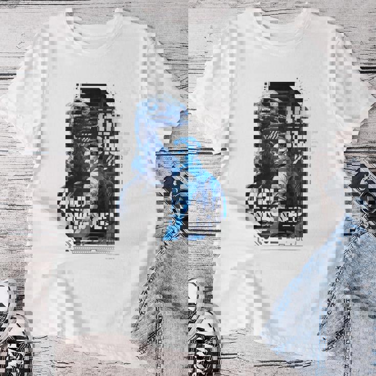 ジュラシック・ワールド Hey Blue You Miss Me レディースTシャツ 面白い贈り物