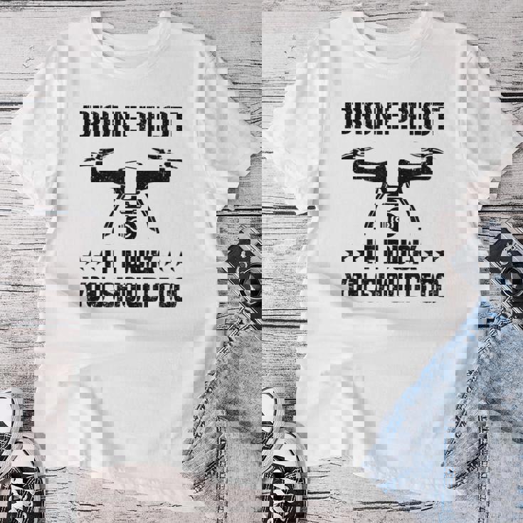 ドローン パイロット If I Duck Youhould Too ドローン フライングドローン Rc レディースTシャツ 面白い贈り物