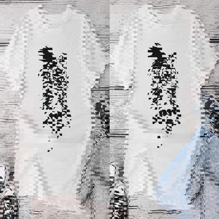 フクロウ -ブラックホワイト-クールな女性男性子供動物 Owl レディースTシャツ 面白い贈り物