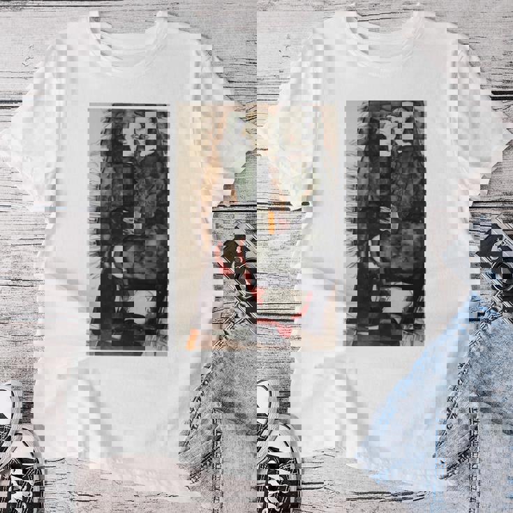 フリンジ付きの毛布の上の二人の女の子 エゴン・シーレ作 1911 長袖tシャツ レディースTシャツ 面白い贈り物