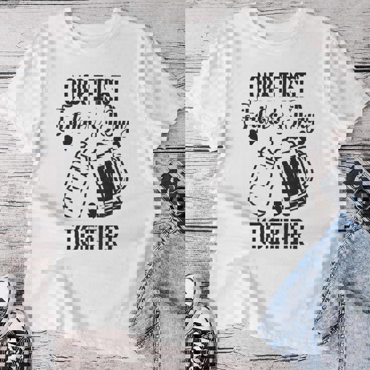 初めての父の日 Together Beer First Time Dad レディースTシャツ 面白い贈り物