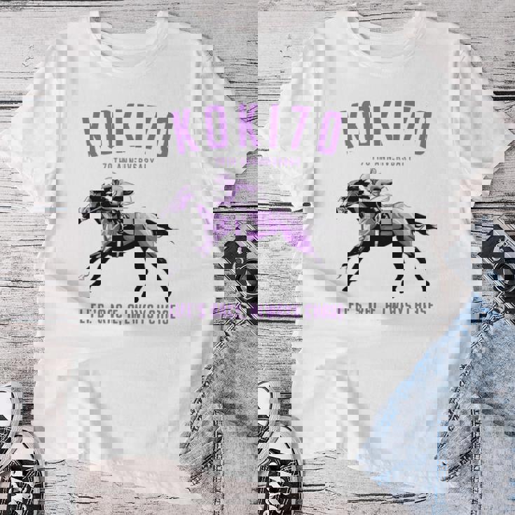 古希祝い 競馬好き うま 馬好き 父 母 男性 女性 70歳お祝い Life's Race Always Chase 長袖tシャツ レディースTシャツ 面白い贈り物