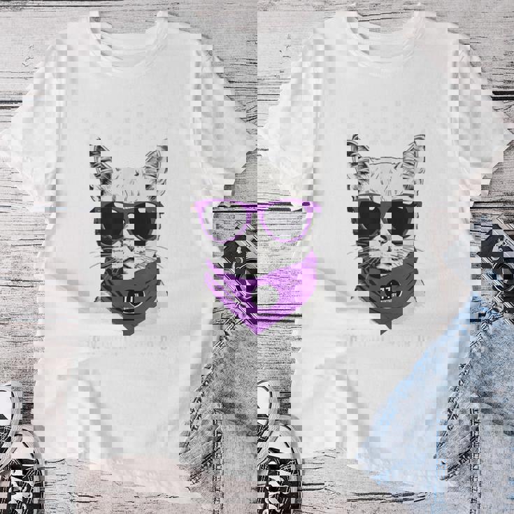 喜寿祝い ねこ サングラス 父 男性 女性 母 猫好き 喜寿 お祝い 77歳 おもしろ おもろい かっこいい レディースTシャツ 面白い贈り物