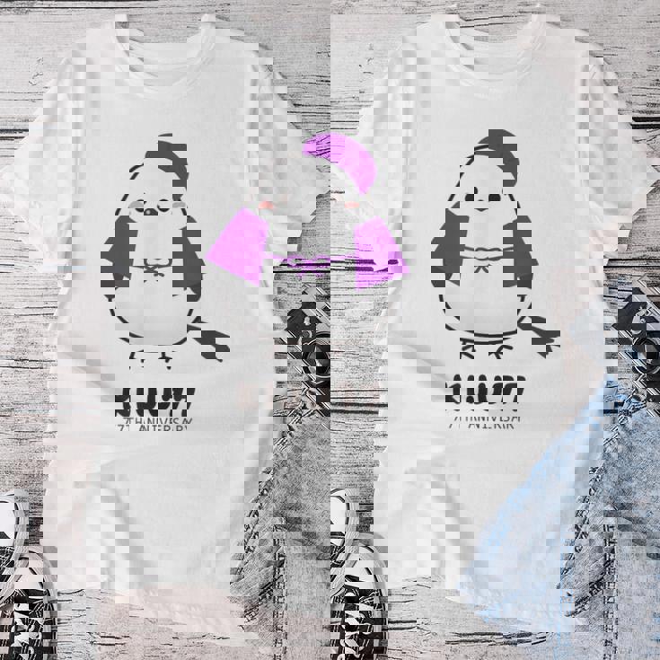 喜寿祝い シマエナガ 鳥 北海道 男性 父 女性 母 ちゃんちゃんこ 喜寿お祝い 77歳 かわいい レディースTシャツ 面白い贈り物