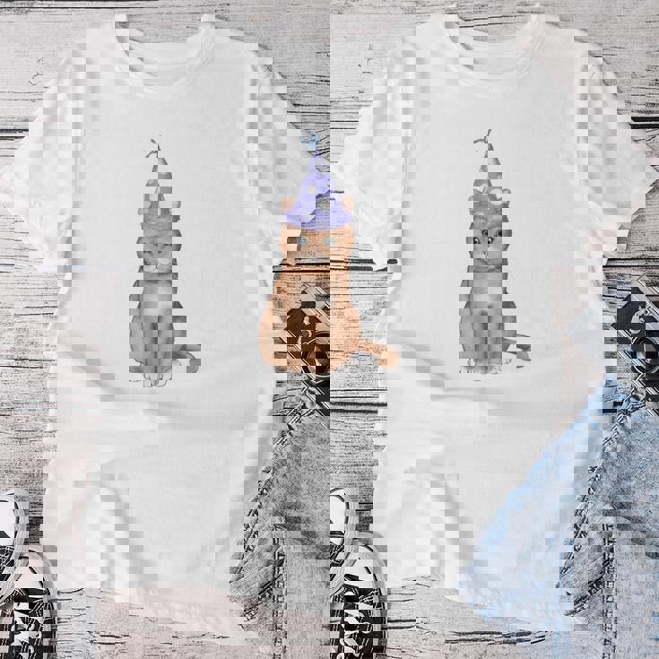 喜寿祝い 猫好き 男性 女性 喜寿 お祝い 77歳 かわいい ねこ おしゃれ 猫 紫色 レディースTシャツ 面白い贈り物