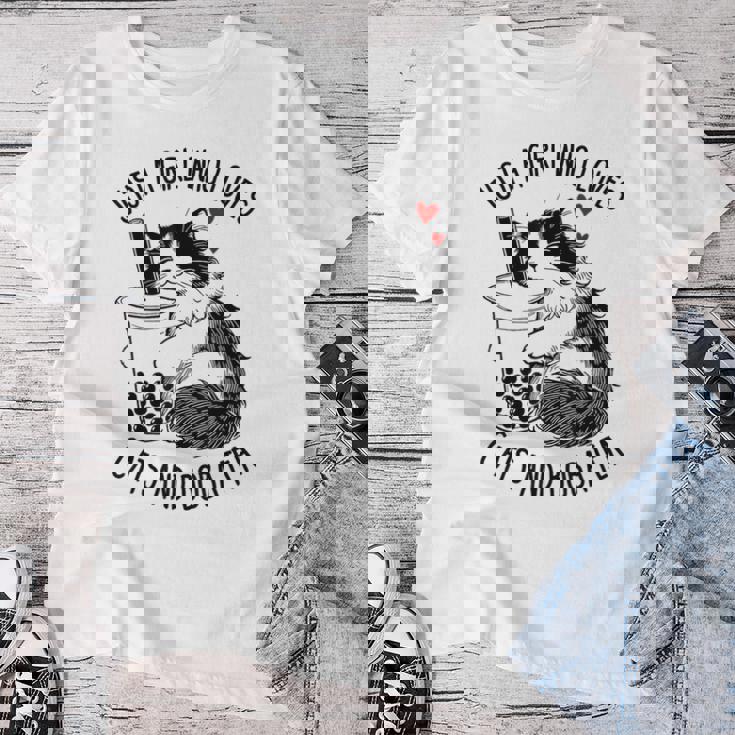 猫が大好きな女の子とボバティーラグドール猫好き レディースTシャツ 面白い贈り物