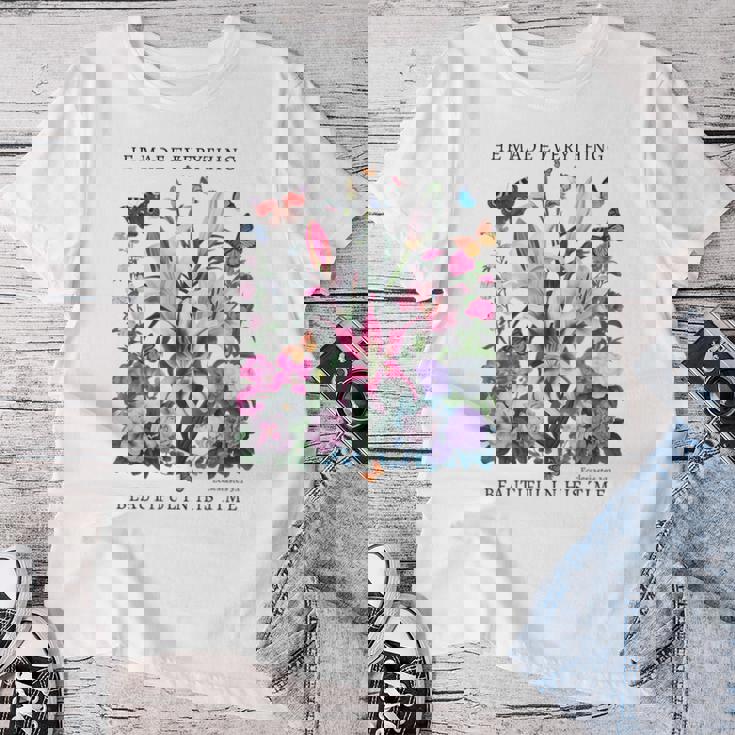 花柄 クリスチャン ティー 聖書 詩 伝道の書 3 レディースTシャツ 面白い贈り物