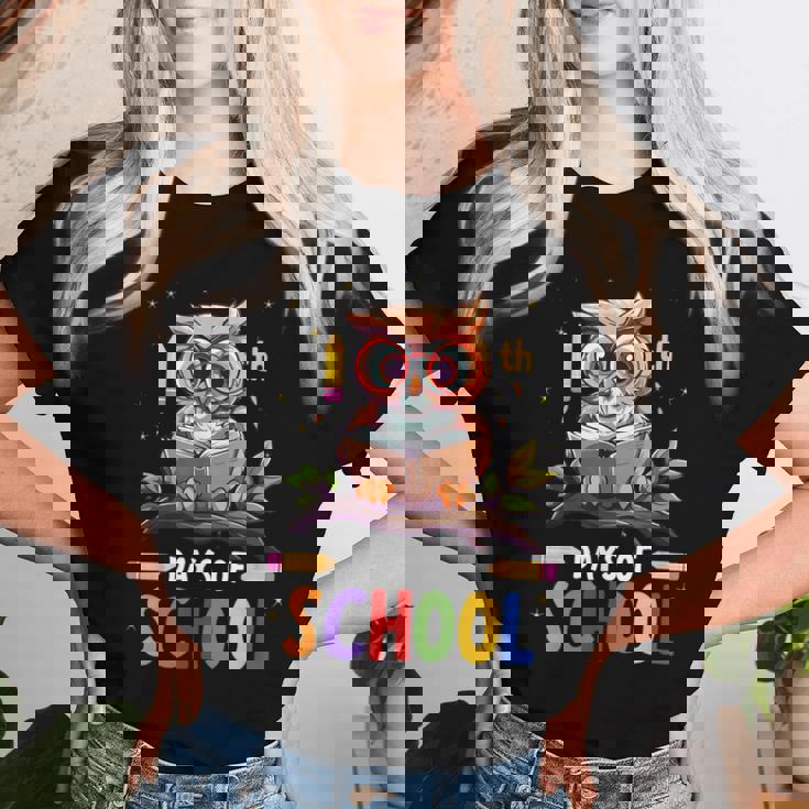 100Th Days Ofchool Owls 鳥 学生 100日間の学校 レディースTシャツ 彼女への贈り物