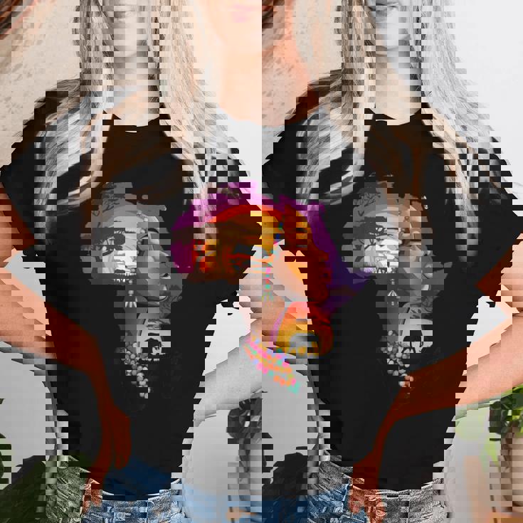 African American Boyunflower Melanin History Month レディースTシャツ 彼女への贈り物