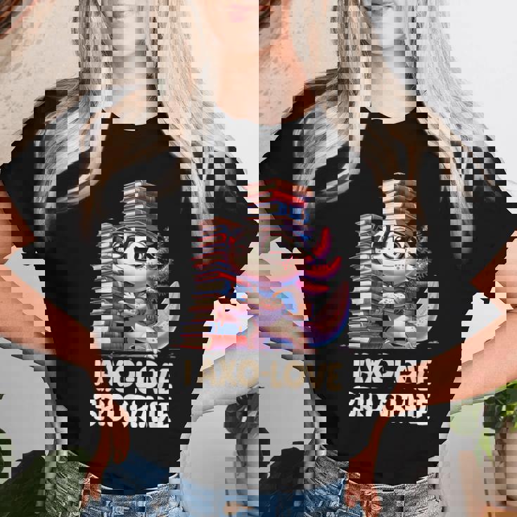 I Axo Love 3Rd Grade Axolotl 新学期読書 レディースTシャツ 彼女への贈り物