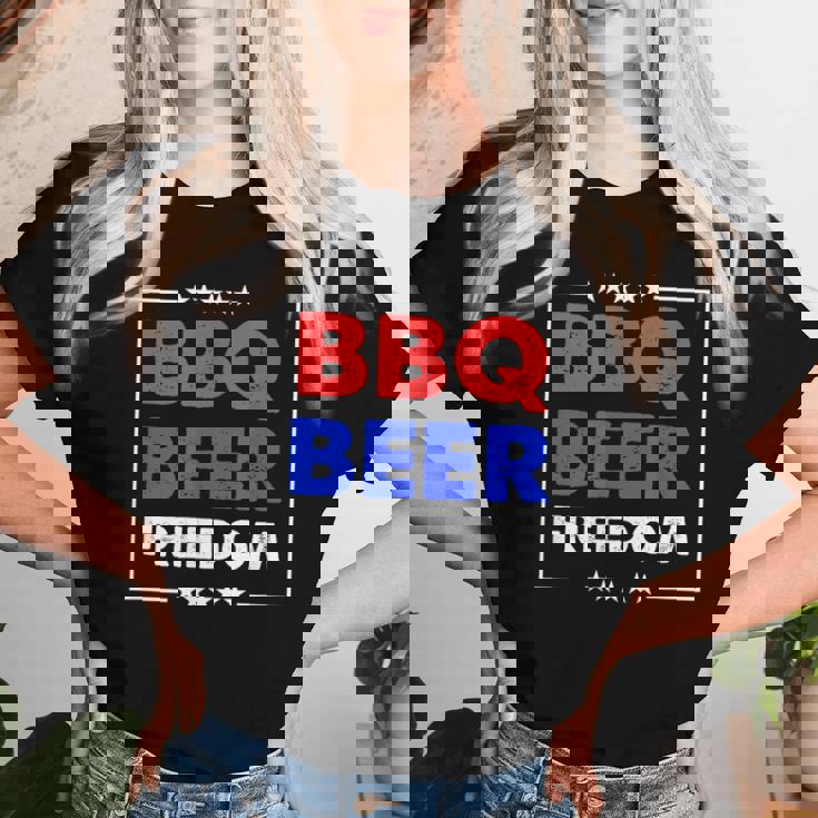 Bbq Beer Freedom シャツ レディースTシャツ 彼女への贈り物
