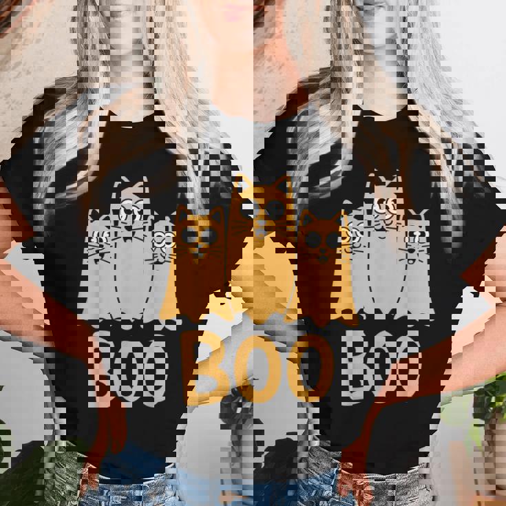 Cat ゴーストブー キュート キティ 猫好き ハロウィン 女性 男性 レディースTシャツ 彼女への贈り物