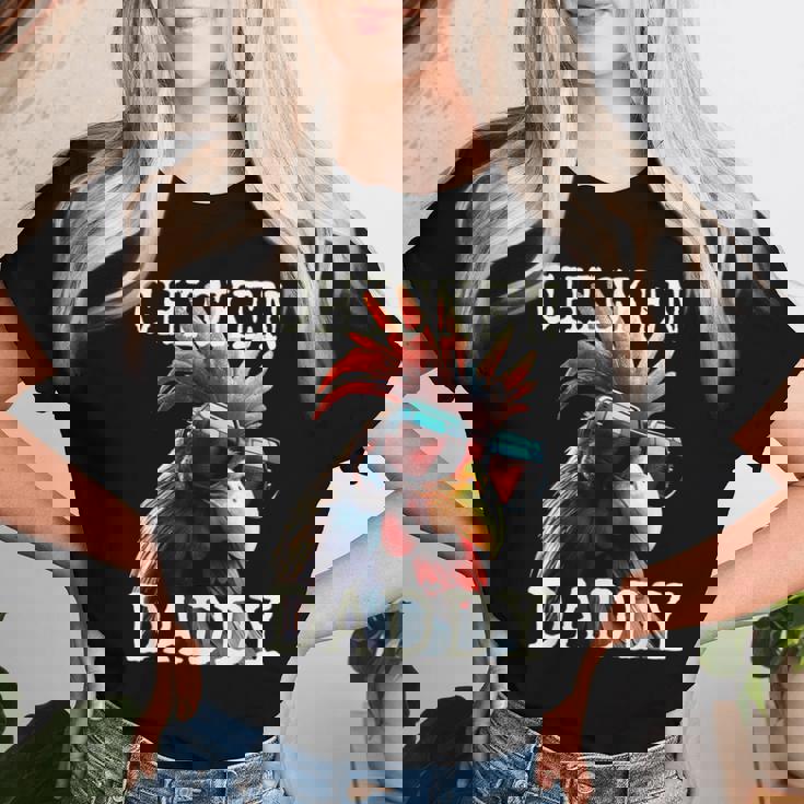 Chicken Daddy チキンパパ ニワトリ お父さん 農家 養鶏場 父の日 レディースTシャツ 彼女への贈り物