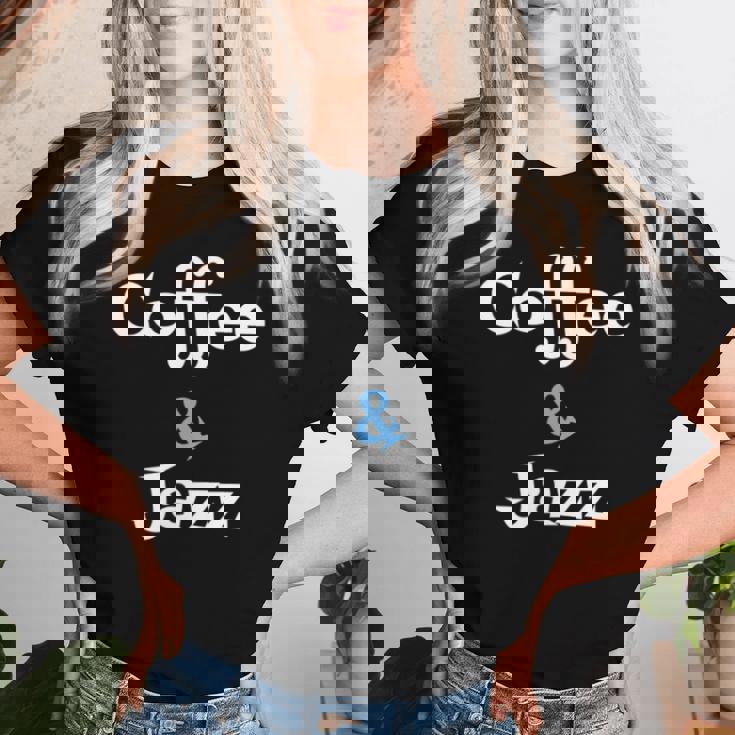 Coffee & Jazz シャツ ユニセックス コーヒー愛好家 ジャズ レディースTシャツ 彼女への贈り物