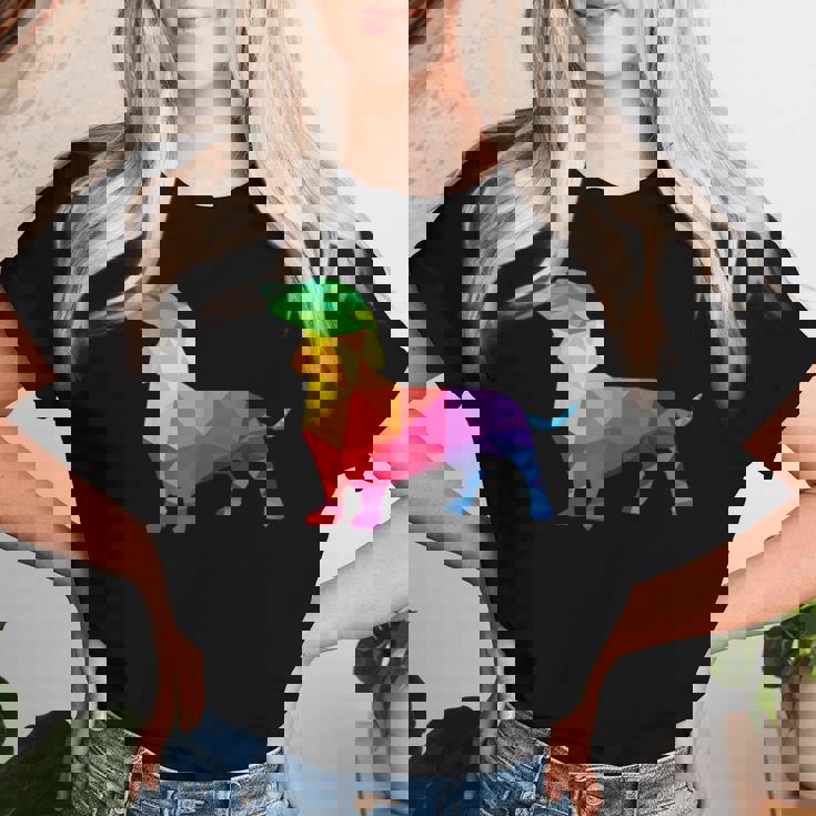 Dachshund Gay Pride Lgbt Lgbtq Rainbow Flag Dog Lovers レディースTシャツ 彼女への贈り物