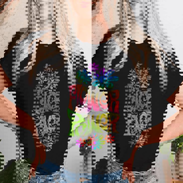 Flower Power ヒッピー サイケデリック '70年代レトロ レディースTシャツ 彼女への贈り物